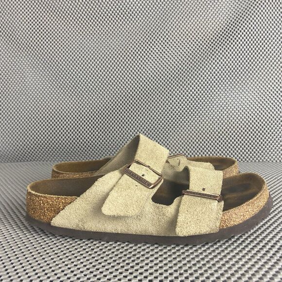 Birkenstock Arizona Sandals 38 L7 M5 Taupe Adjustable Strap Made In Germany - Picture 3 of 11